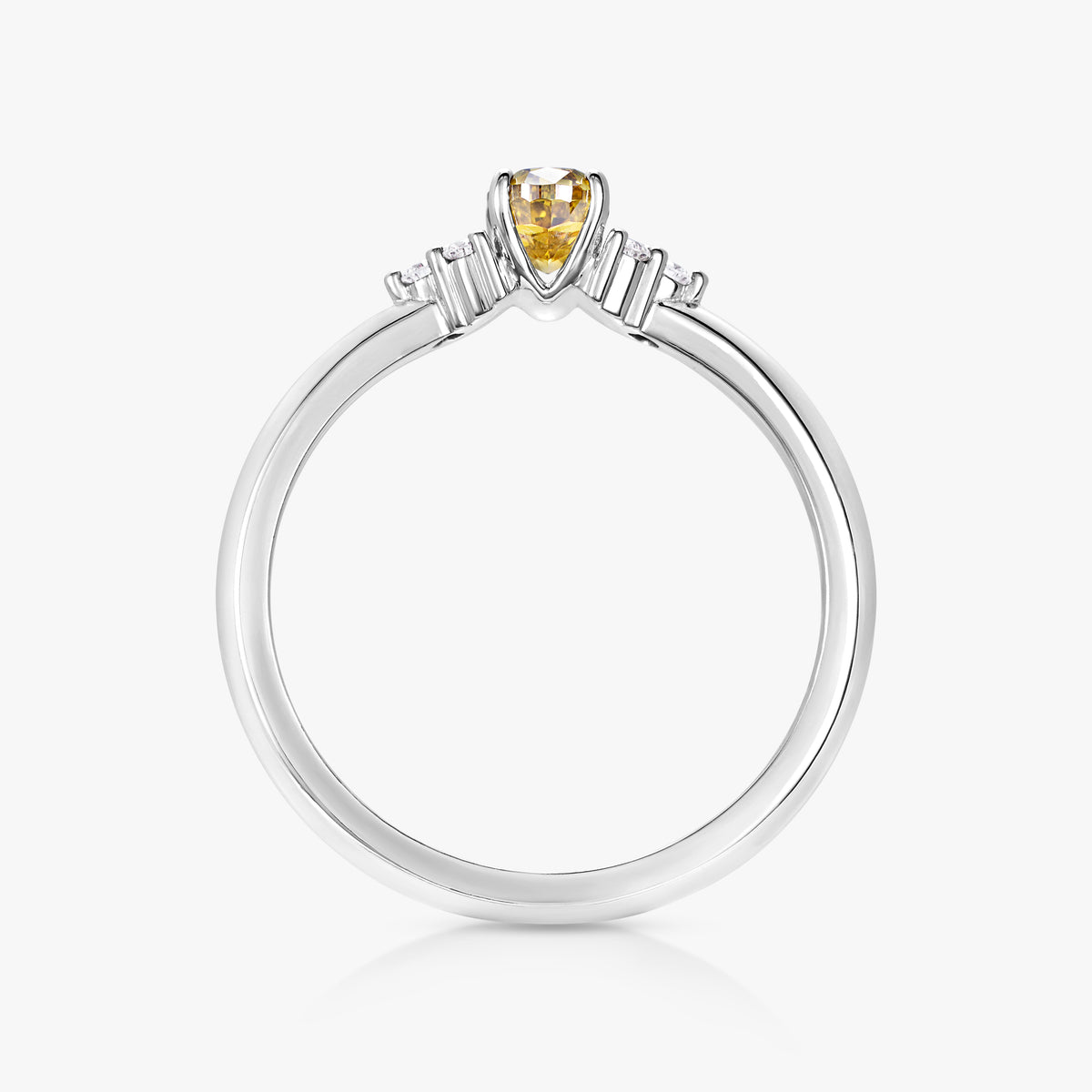 0.50ct Yellow Diamond 4 Pronged Round Cluster Ring