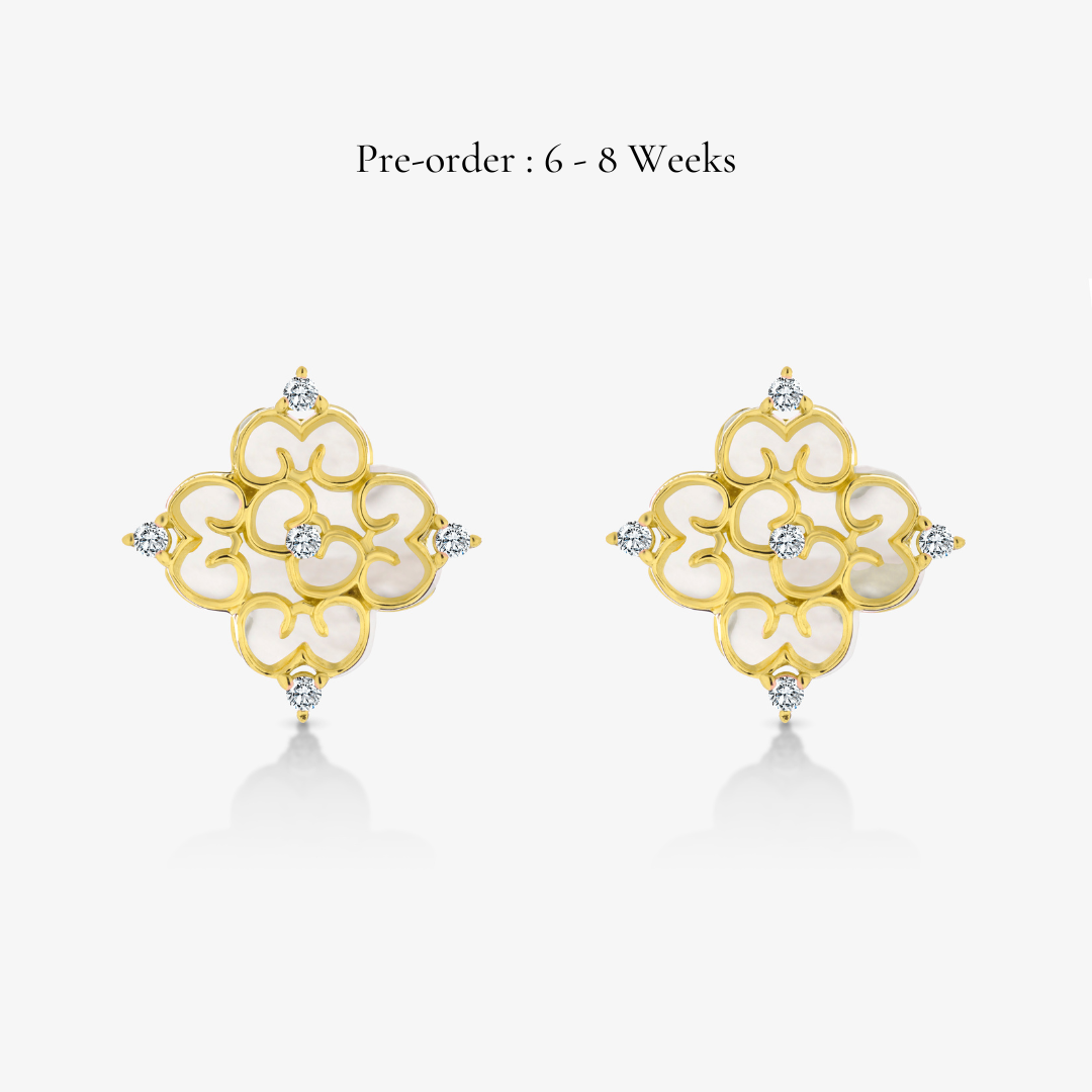 Blessings Mother of Pearl Studs (14K Gold) - Carrie K.