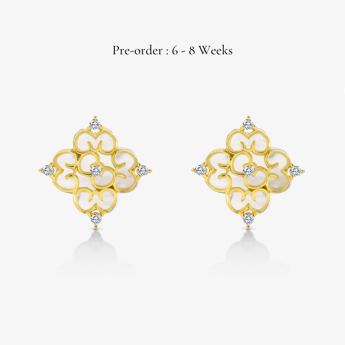 Blessings Mother of Pearl Studs (18K Gold) - Carrie K.