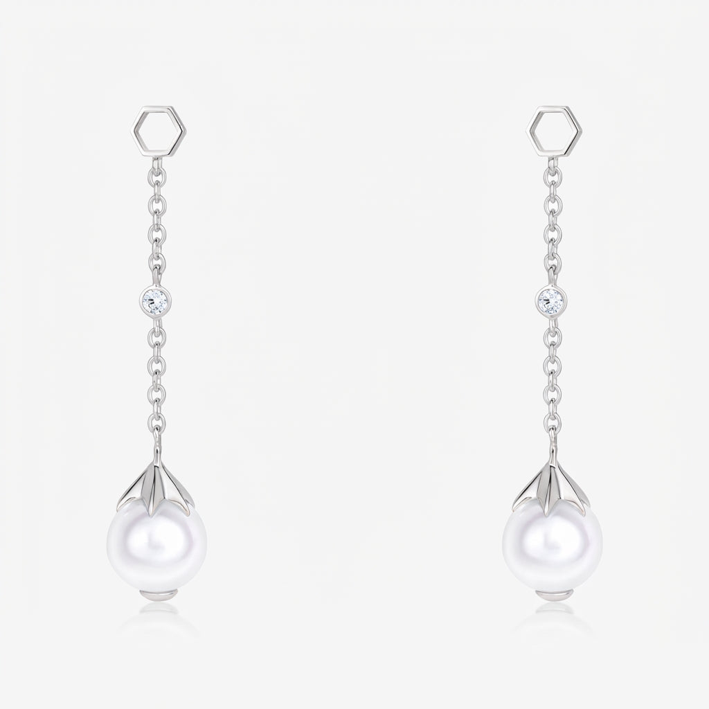 Pearl Long Ear Drops (14K Gold) - Carrie K.