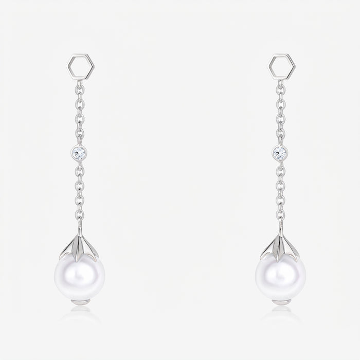 Pearl Long Ear Drops (14K Gold) - Carrie K.