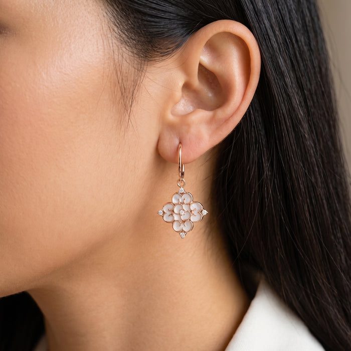 Blessings Mini Mother of Pearl Hook Earrings (14K Gold)