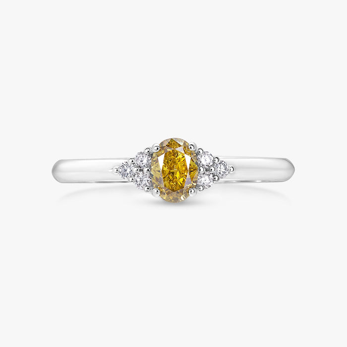 0.50ct Yellow Diamond 4 Pronged Round Cluster Ring - Carrie K.