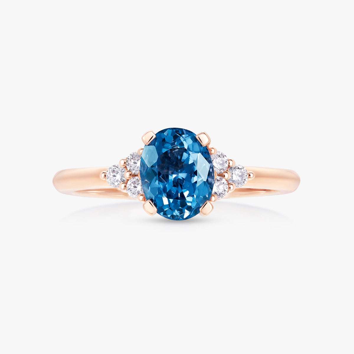 1.15ct Blue Spinel 4 Pronged Round Cluster Ring - Carrie K.