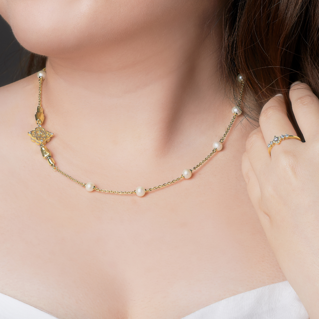 Pearl Chain Necklace 16-inch (14K Gold) - Carrie K.