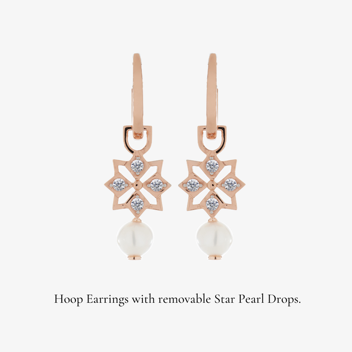 Star Mini Pearl Hoop Earrings (14K Gold) - Carrie K.
