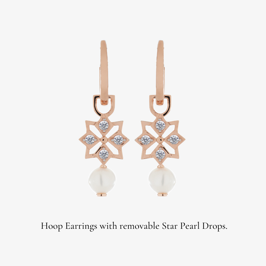 Star Mini Pearl Hoop Earrings (14K Gold) - Carrie K.