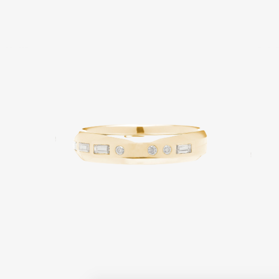 3.5mm Half Round With Morse Code Diamond Initial - Carrie K.