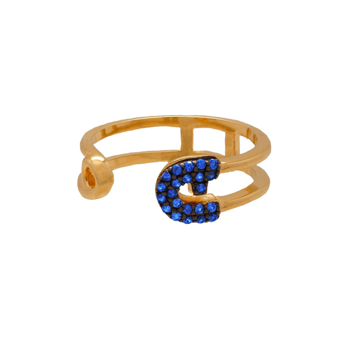 Reborn Safety Pin Bling Yellow Gold Ring - Carrie K.