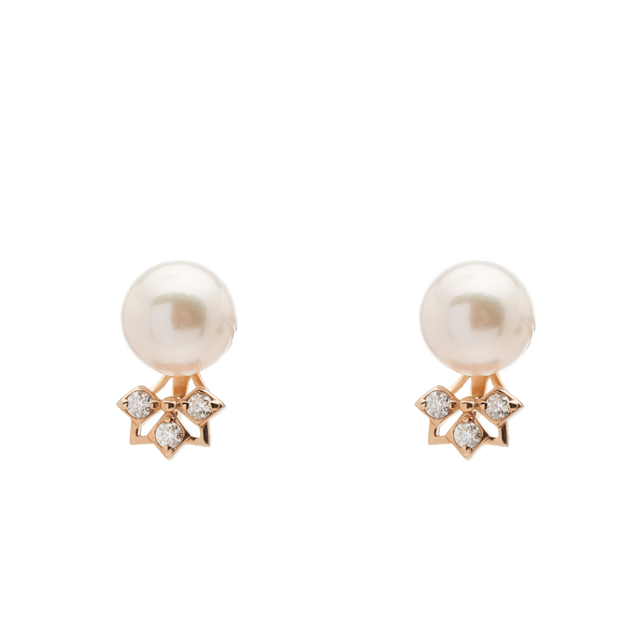 Akoya Pearl Studs with Mini Ear Jacket (14K Gold)