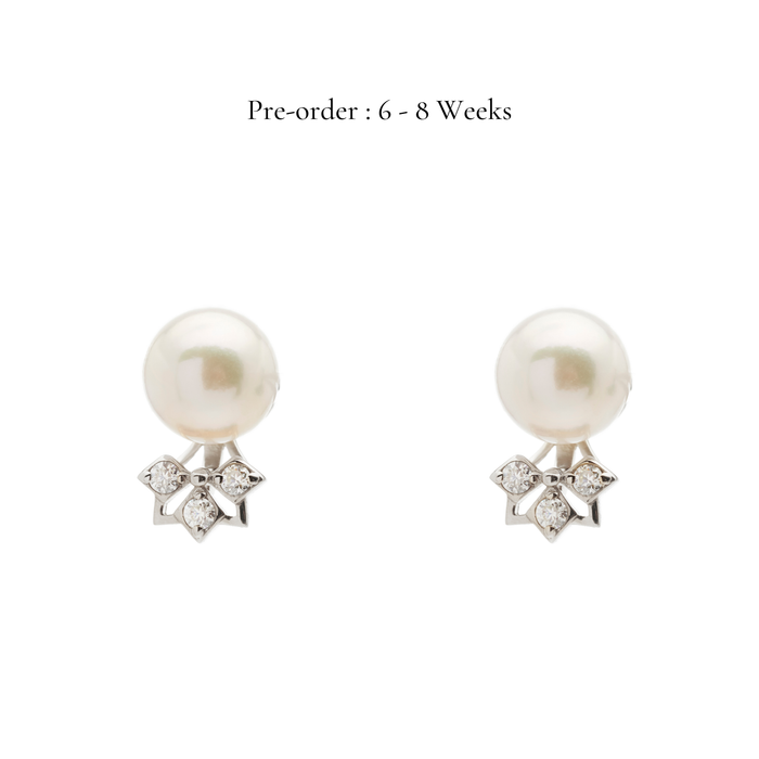 Akoya Pearl Studs with Mini Ear Jacket (14K Gold)