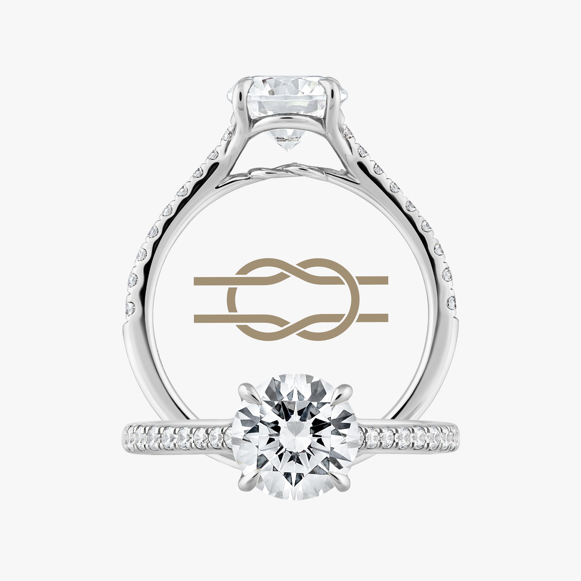 Hercules Knot Ring With Tapered Pave Band - Carrie K.