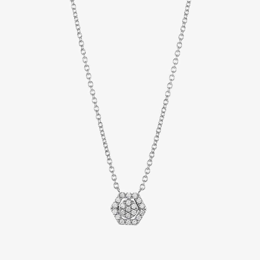 Hexa Halo Necklace (14K Gold)