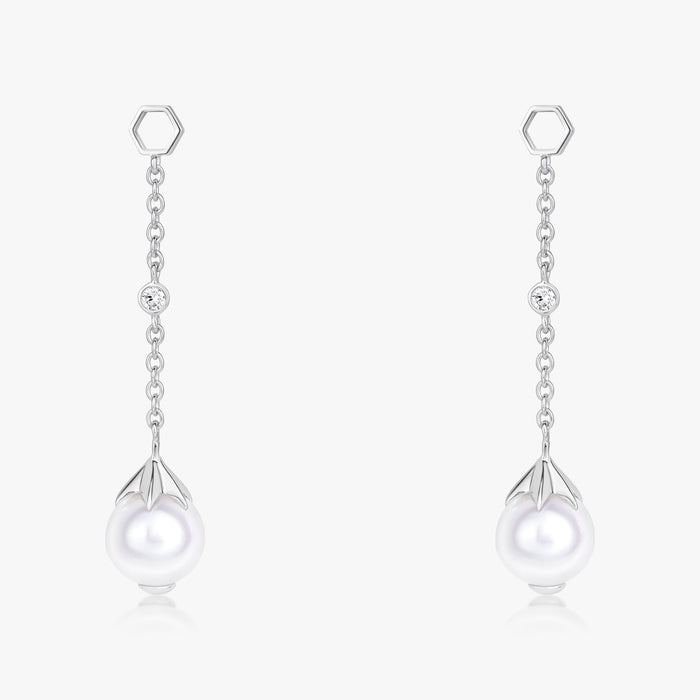 Pearl Long Ear Drops (14K Gold) - Carrie K. 