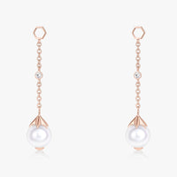 Pearl Long Ear Drops (14K Gold) - Carrie K. 