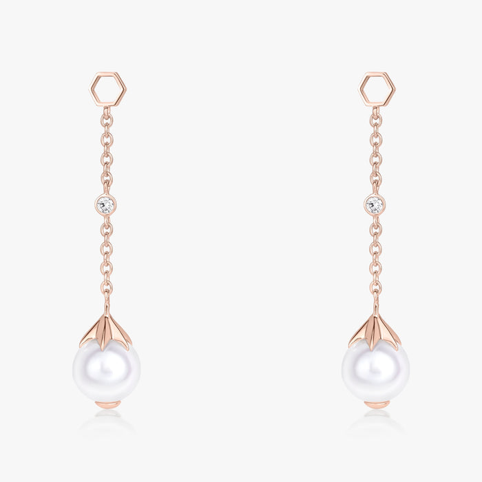 Pearl Long Ear Drops (14K Gold) - Carrie K. 