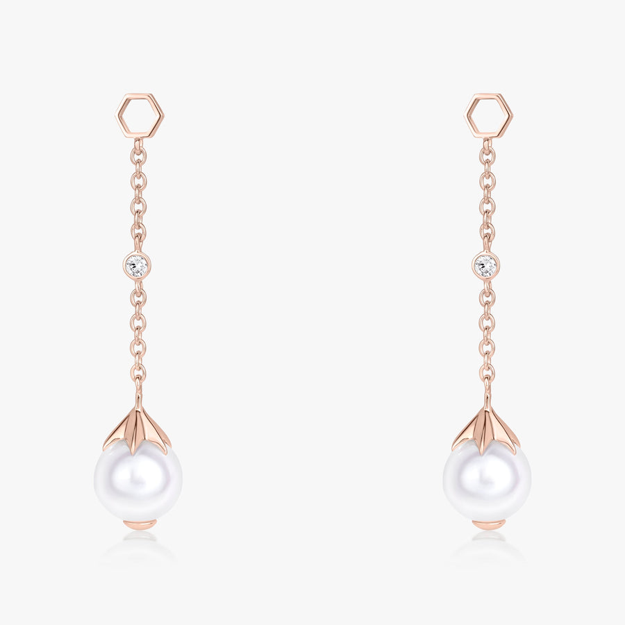 Pearl Long Ear Drops (14K Gold) - Carrie K. 