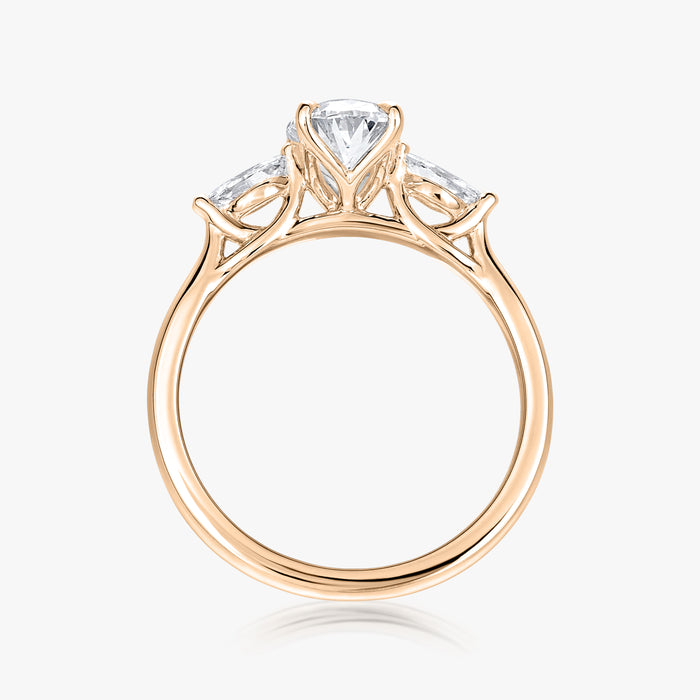 Jasmine Trilogy Ring (Round Side Stones)