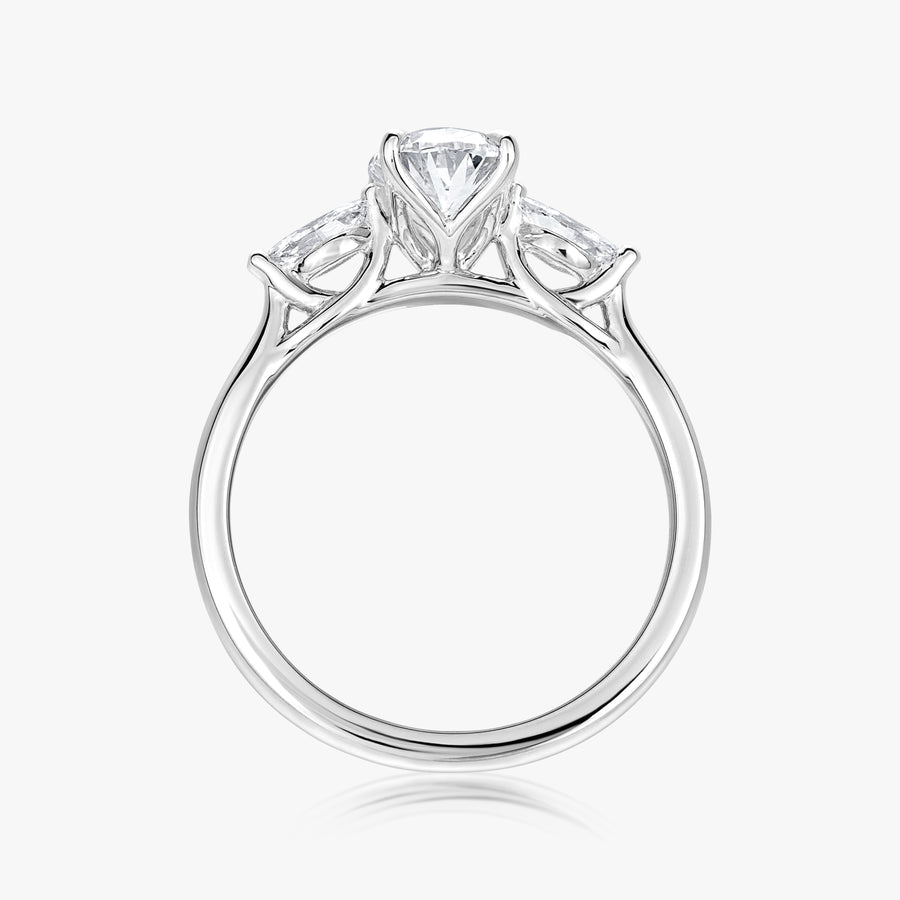 Jasmine Trilogy Ring (Round Side Stones)