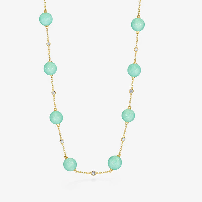 Jade Bead with Diamond Chain 16