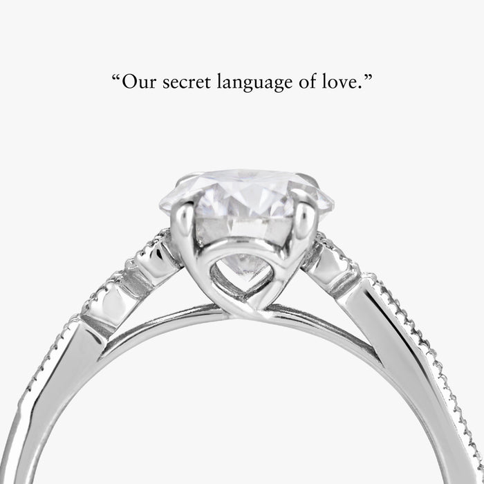 Milgrain Morse Solitaire Ring