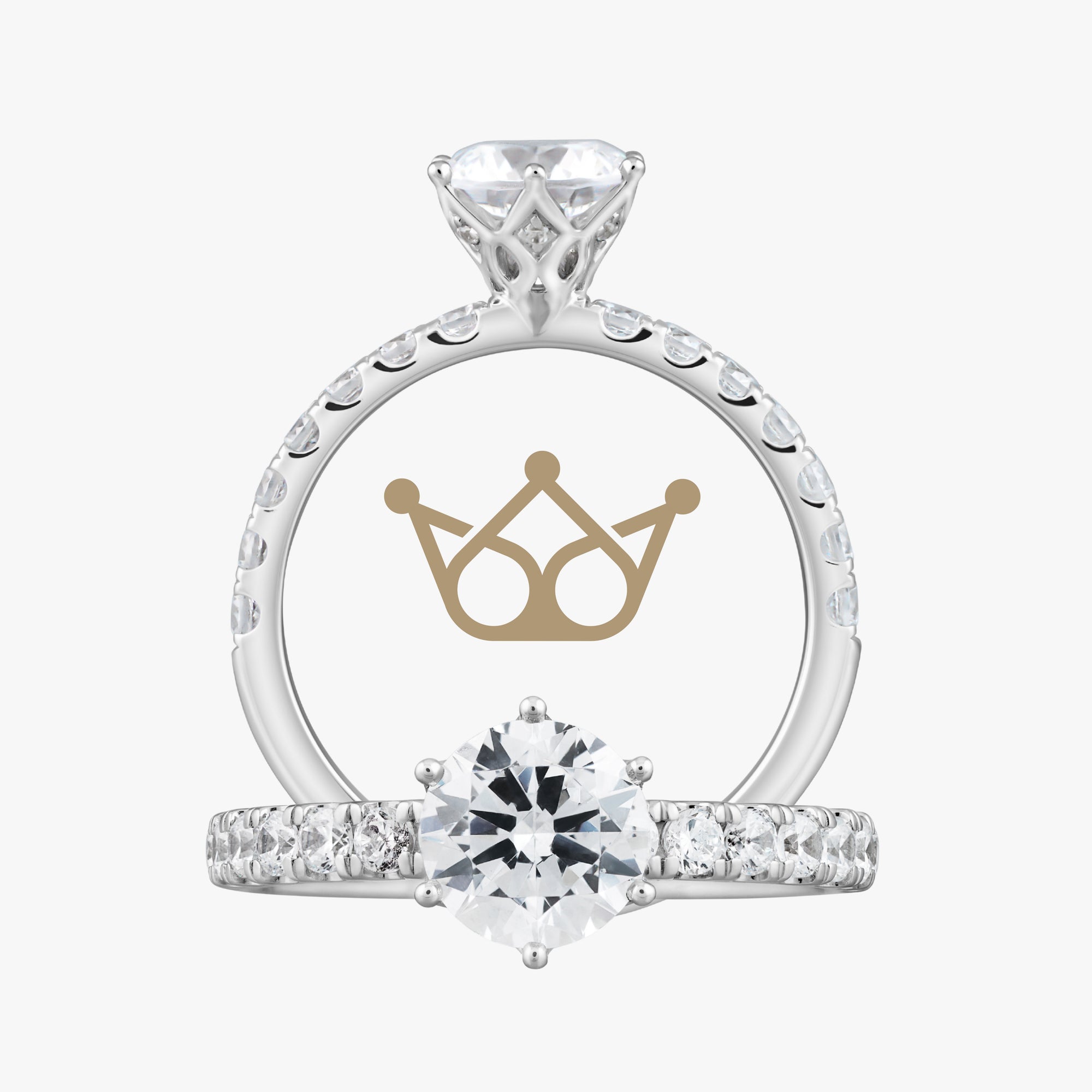 Crown Solitaire with Pave Band
