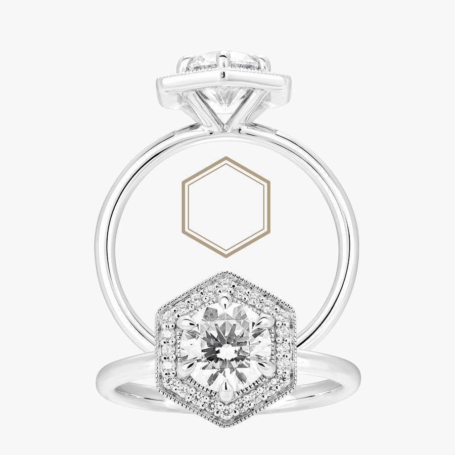 Fine Hexa Halo Ring