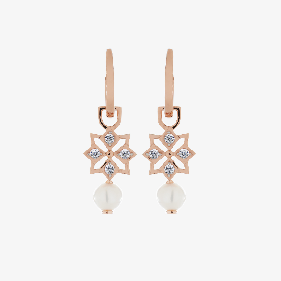 Star Mini Pearl Hoop Earrings (18K Gold) - Carrie K. 