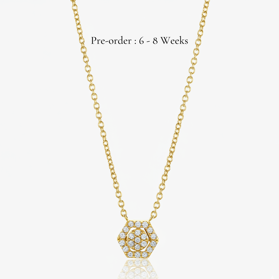 Hexa Halo Necklace (14K Gold)