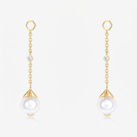 Pearl Long Ear Drops (14K Gold) - Carrie K.