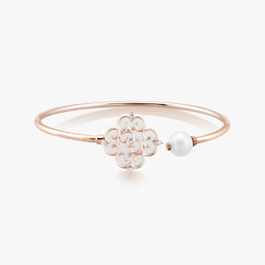 Blessings Pearl Twisty Bangle with Mother of Pearl - Carrie K.