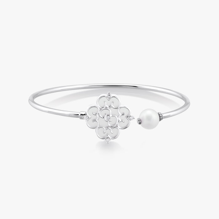 Blessings Pearl Twisty Bangle with Mother of Pearl - Carrie K.
