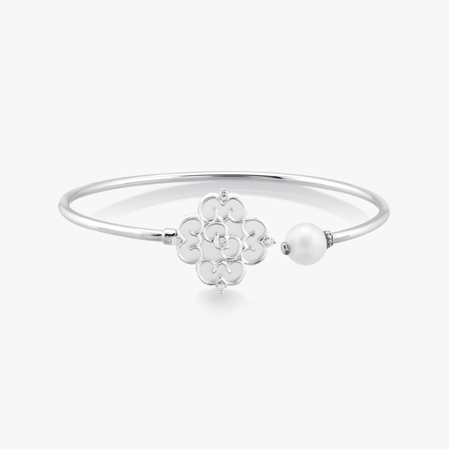 Blessings Pearl Twisty Bangle with Mother of Pearl - Carrie K.