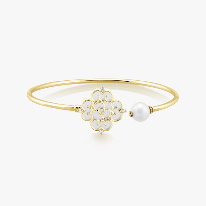 Blessings Pearl Twisty Bangle with Mother of Pearl - Carrie K.
