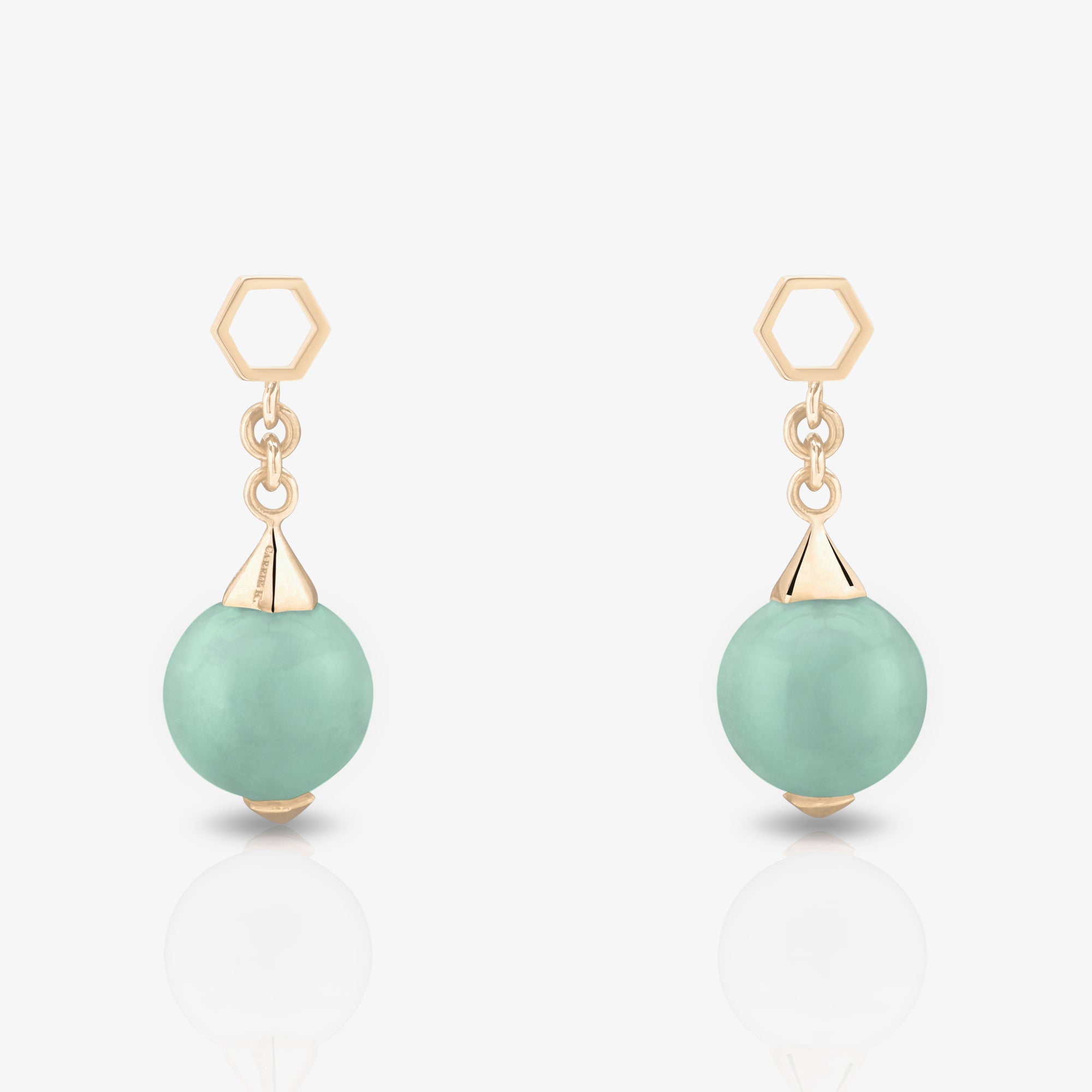 Jade Ear Drops  (14K Gold)