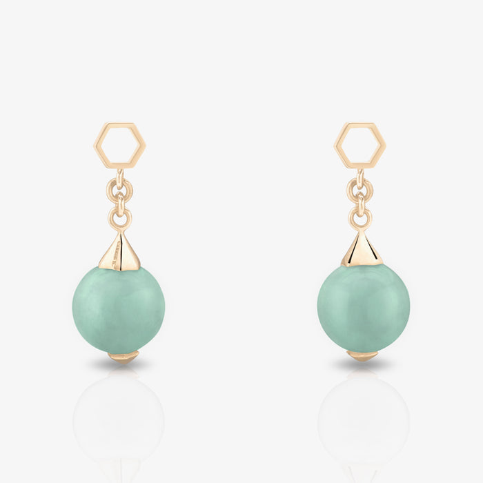 Jade Ear Drops  (14K Gold)