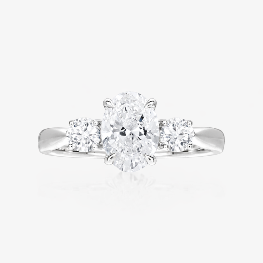 Jasmine Trilogy Ring (Round Side Stones)