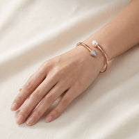 Trilliant Pearl Twisty Bangle (14K Gold) - Carrie K.