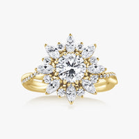Sunflower Halo Ring with Intertwined Diamond Band - Carrie K.