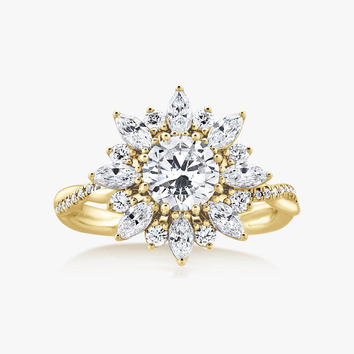 Sunflower Halo Ring with Intertwined Diamond Band - Carrie K.