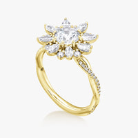 Sunflower Halo Ring with Intertwined Diamond Band - Carrie K.