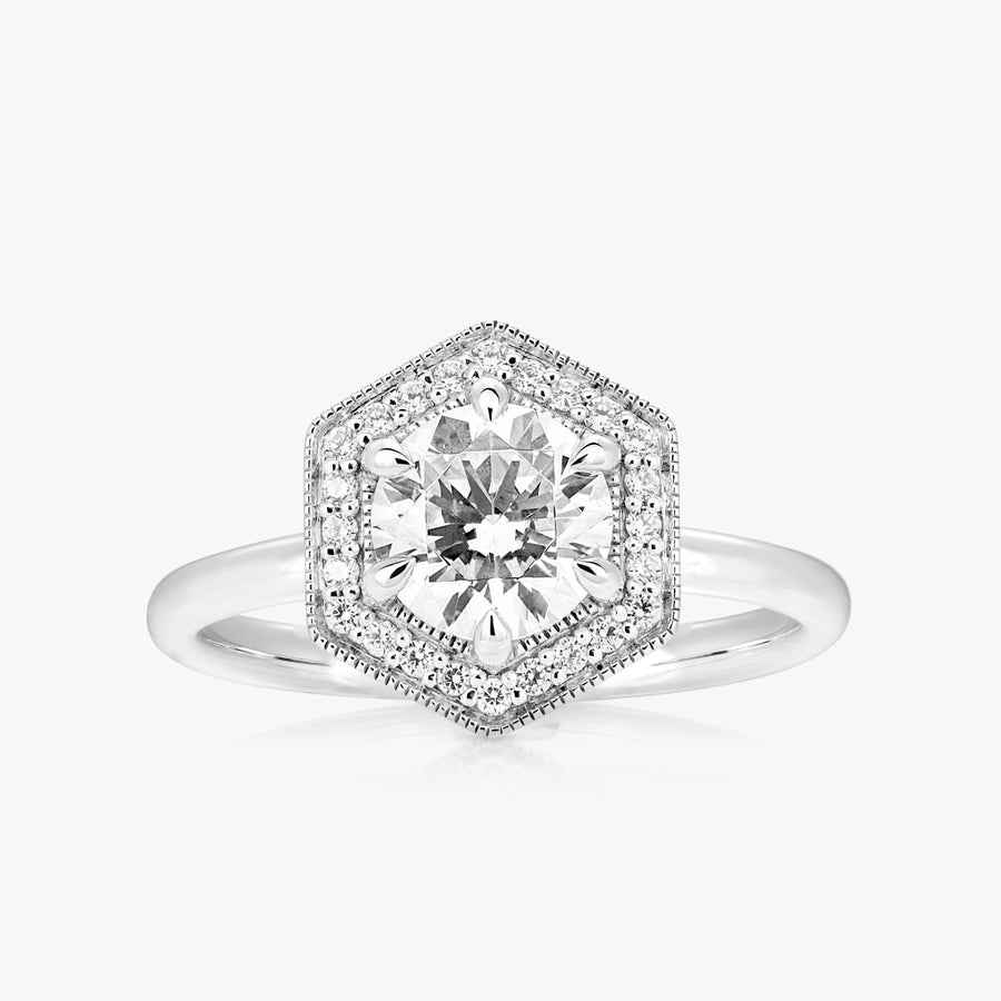 Fine Hexa Halo Ring - Carrie K. 