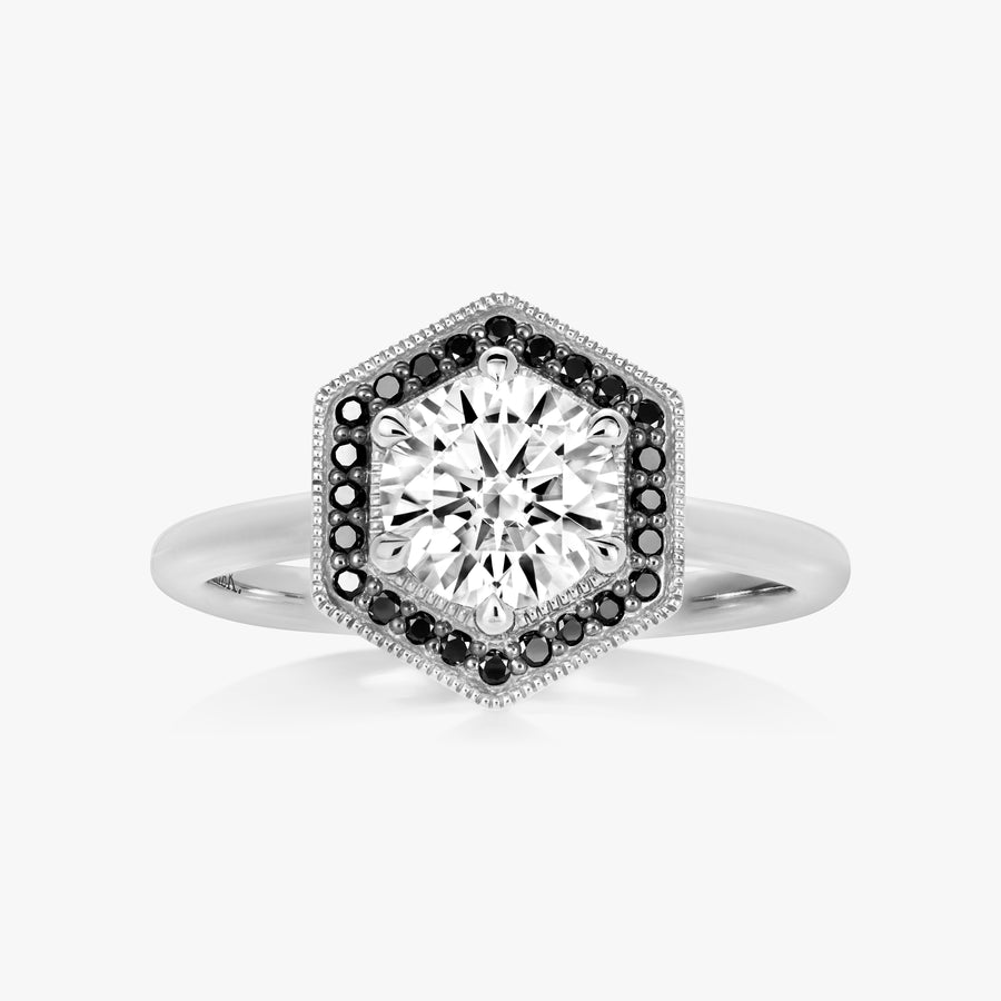 Fine Hexa Halo Ring (Black Diamonds) - Carrie K.