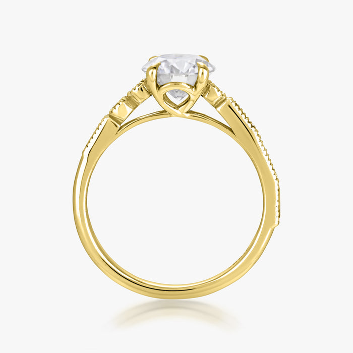 Milgrain Morse Solitaire Ring