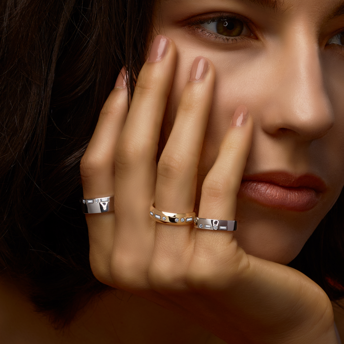 5.2mm Half Round With Morse Code Diamond Initial - Carrie K. 