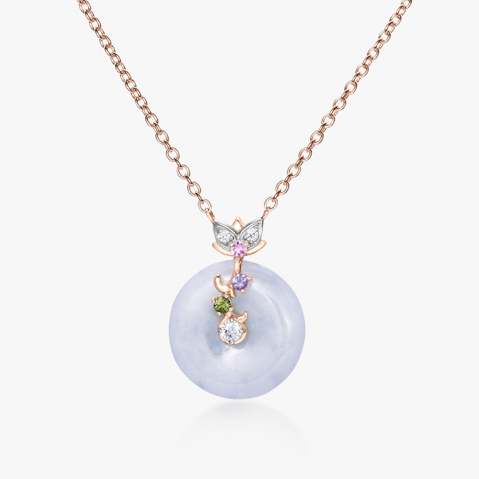 Lotus Lavender Jade Coin Necklace - Carrie K. 