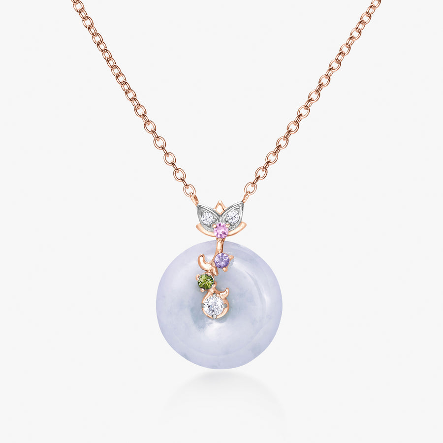 Lotus Lavender Jade Coin Necklace - Carrie K. 