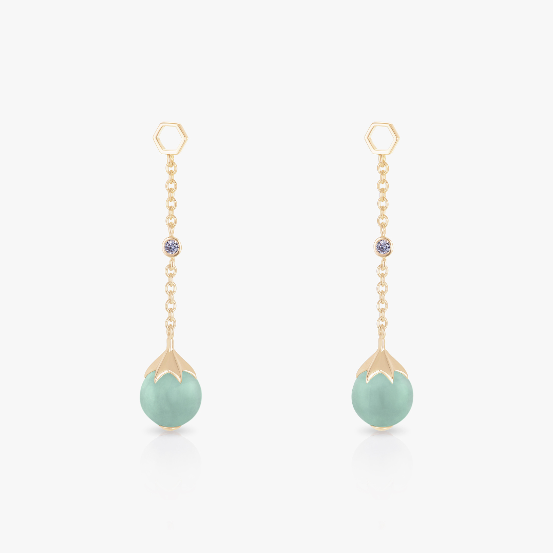 Jade Long Ear Drops (14K Gold) - Carrie K. 