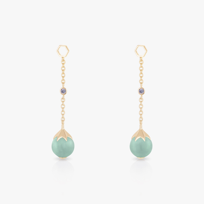 Jade Long Ear Drops (14K Gold) - Carrie K. 