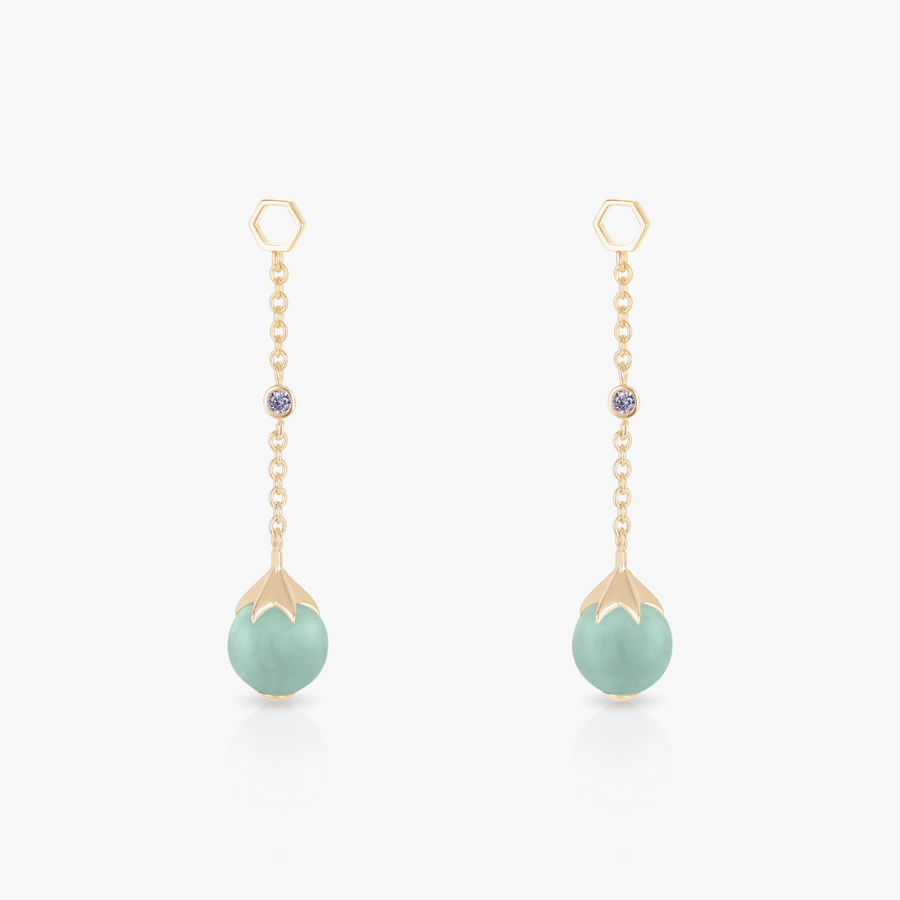 Jade Long Ear Drops (14K Gold) - Carrie K. 